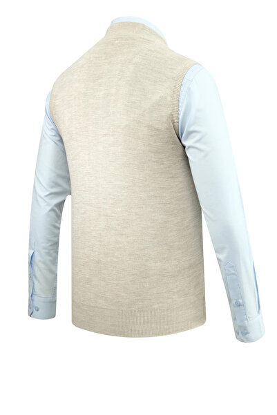 Çizgi Triko Ανδρικό πλεκτό γιλέκο με φερμουάρ, πλεκτό από ατσάλι, με μοτίβο κλασικής εφαρμογής με τσέπες - 5209J