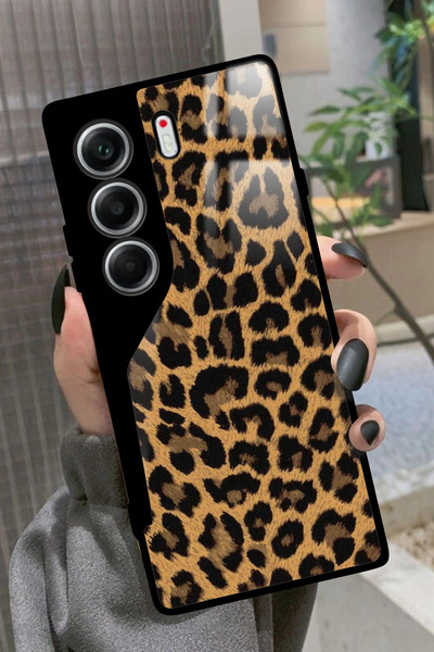TECNO Camon 40 Uyumlu Kahverengi Leopar Tasarımlı Glossy Premium Kılıf