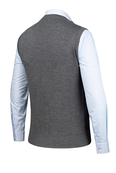 Çizgi Triko Men's Buttoned Vest with Pockets Patterned Steel Knit Classic Fit - 5212L