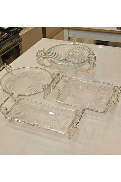 MaviDamla Cast Metal Frame Glass Presentation Set 6 Pieces Silver