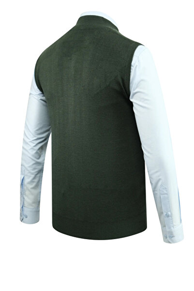 Çizgi Triko Ανδρικό πλεκτό με φερμουάρ Nefti Vest Κλασικό κορμάκι με ατσάλινο πλέγμα και μοτίβο με τσέπες - 5209J