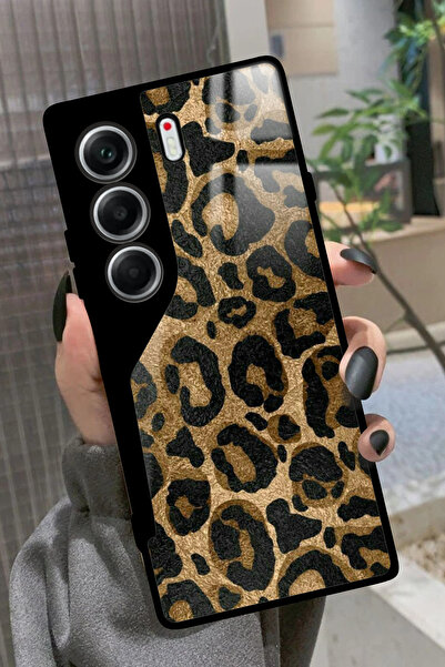 TECNO Camon 40 Uyumlu Kahverengi Leopar Tasarımlı Glossy Premium Kılıf