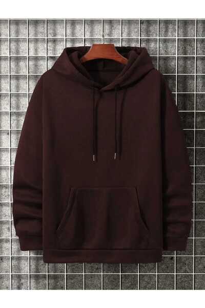 blackbonds Unisex Renkli Kapüşonlu kahverengi Sweatshirt