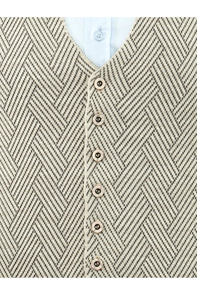 Çizgi Triko Ανδρικό γιλέκο με κουμπιά χωρίς τσέπες με σχέδιο από ατσάλινο πλέγμα κλασικό καλούπι - 5211LS