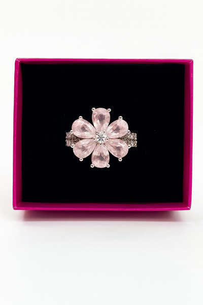 Bittox Adjustable Romantic Flower Design Zircon Stone Steel Stainless Silver Color Ring-New Season