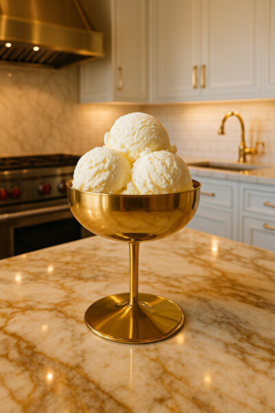 Davet Gold Paslanmaz Çelik Sunumluk Dondurmalık - Küçük Tatlı Kupaları Atıştırmalık Puding Sunum -10 cm