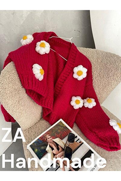 ZAHandmade Hand-Knitted Daisy Pattern Cardigan