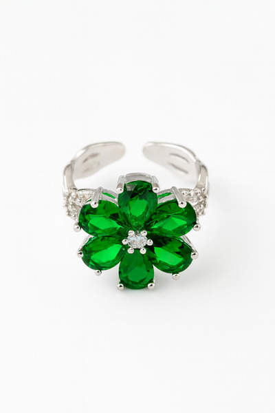 Bittox Adjustable Romantic Flower Design Zircon Stone Steel Stainless Silver Color Ring-New Season