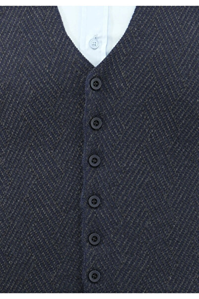 Çizgi Triko Чоловічий жилет на ґудзиках без кишень, з візерунком, класичний крій - 5211LS