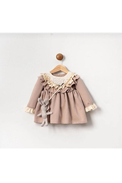 Butik KIZ BEBEK TAVŞAN ÇANTA AKSESUARLI DANTEL YAKA ÖZEL TASARIM ELBİSE