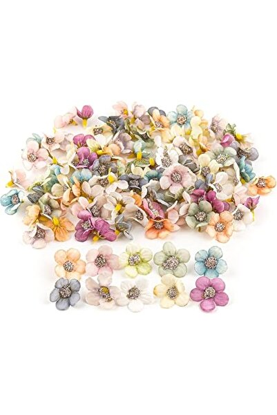 Generic مجموعة من 100 زهرة صناعية صغيرة للحرف اليدوية، زهور ديزي منزلية، قماش...