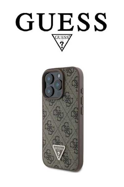 Guess Stylish Shockproof Leather Phone Case with Logo and Removable Strap for iPhone 16 Pro Max