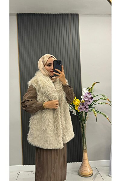 Sargınlar Vestă de damă supradimensionată din blană de pluș, îmbrăcăminte de ...