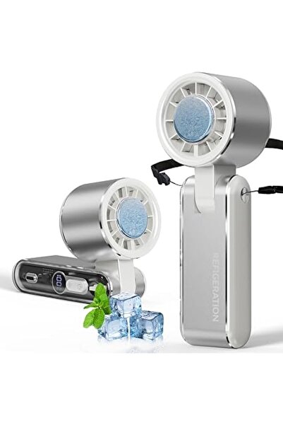 Generic Portable Handheld Turbo Fan with Ice Cooler, 100 Gear Wind, 5000mAh Rechargeable Personal Fan, Digit
