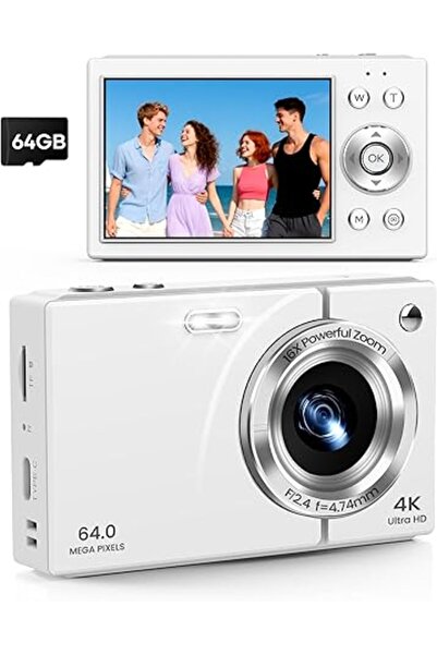 Generic Digital Camera 4K with 64MP & 16X Optical Zoom - Autofocus Vlogging Camera with Anti-Shake, 64GB SD