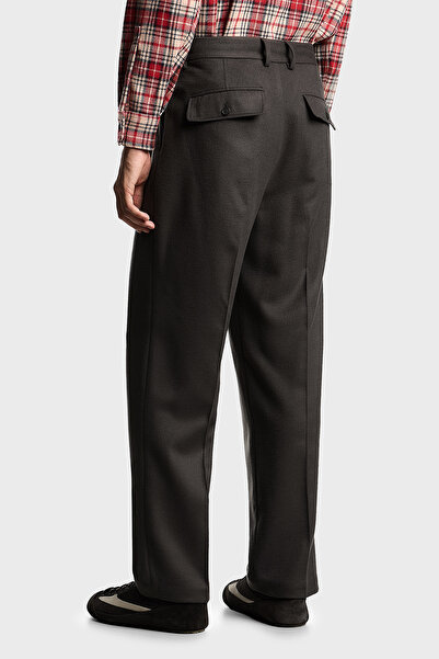 Emporio Armani Relaxed Fit Normal Bel Düz Paça Pileli Yün Pantolon Erkek PANTOLON EM003287 AF17835 U