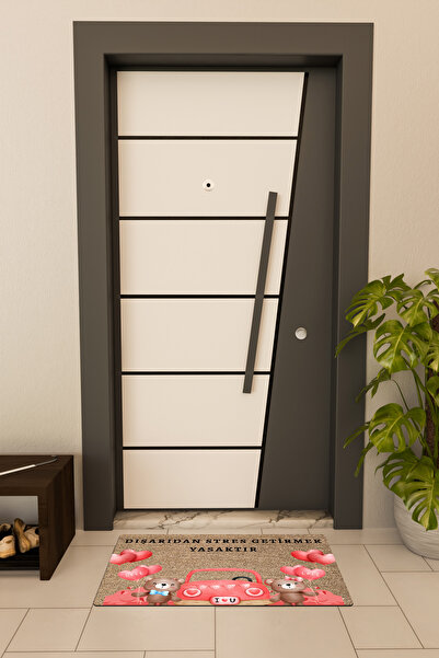 Dormot High-Quality Digital Printing Brown, Teddy Bears with Cars, Stress Ban-Themed Doormat