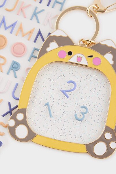 DeFacto Women's Cat-Themed Letter Charm Keychain G1017Axns