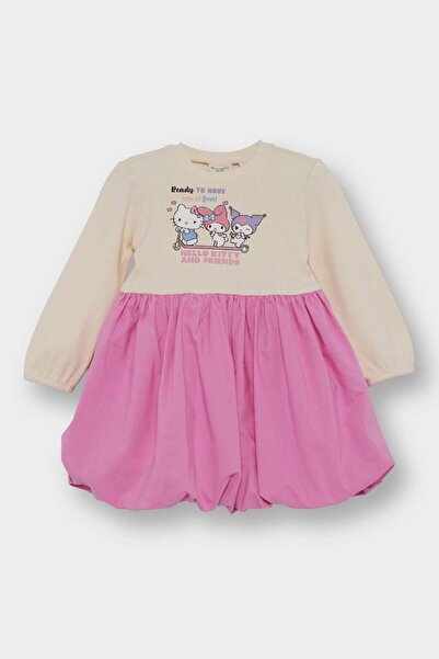 DeFacto Kız Bebek Hello Kitty Uzun Kollu Fitilli Kaşkorse Elbise G0370A525WN