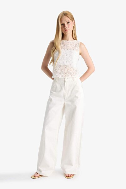 DeFacto Fitted Crew Neck Sleeveless Lace Blouse F8051Ax25Hs