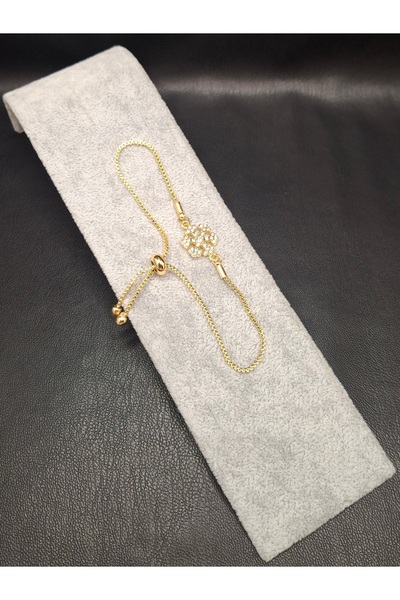 Han Ticarethane سوار موديل ندفة الثلج مرصع بالحجر ذهبي اللون