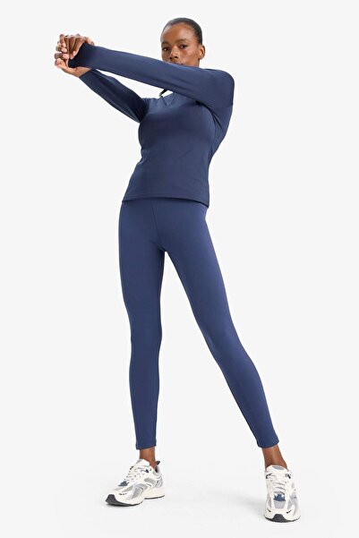 DeFacto DefactoFit Toparlayıcı Yüksek Bel İçi Yumuşak Tüylü Beli Saran Basic Düz Sporcu Tayt W8206AZ25AU