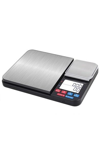 Generic ميزان طعام قابل لإعادة الشحن من لانكون مع منصات وزن مزدوجة، 12 وحدة وزن، شاشة عرض بإضاءة خلفية واضحة