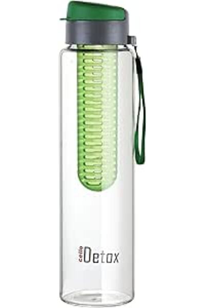 Generic Cello Detox Fruit & Tea Infuser Glass Water Bottle|Leak Proof|BPA Free|Durable, 750ml, Green (Pack o