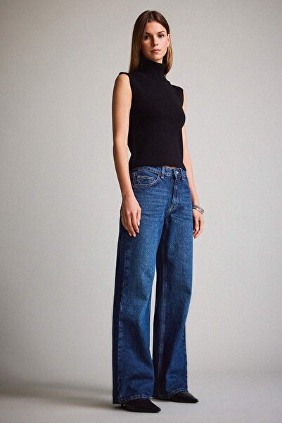 DeFacto Pantaloni lungi din denim cu talie înaltă, drepti, cu picioare largi, F3093AX25WN