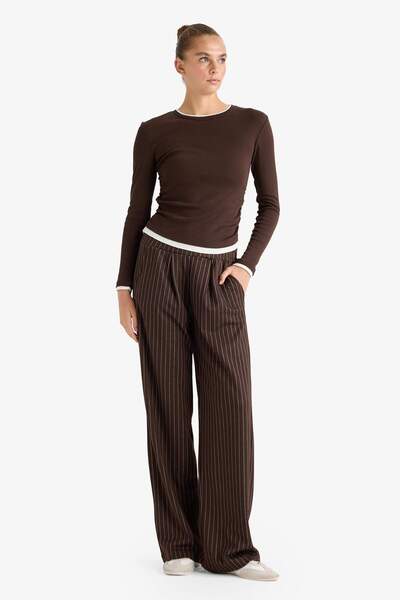 DeFacto Wide Leg Striped Wide Loose Leg Pants G1413Ax25Wn