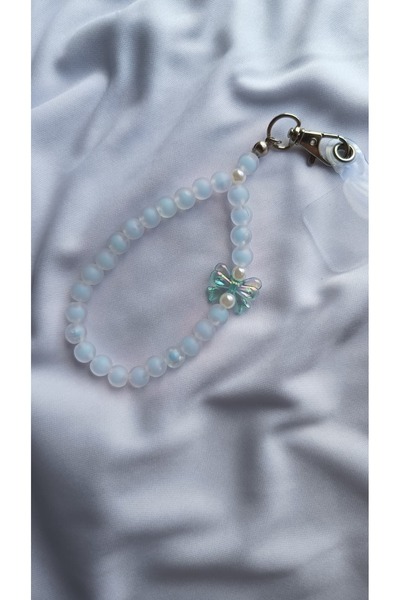 Rodopiva Kelebek Fiyonklu Şeffaf Boncuklu Charm - Telefon & Anahtarlık & Çant...