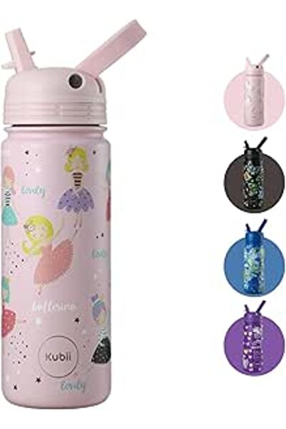 Generic Kubii® Premium insulated stainless steel kids bottle with straw lid, Unicorn Water bottle for girls