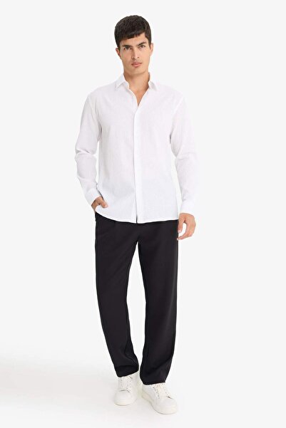 DeFacto Modern Fit Polo Neck Crinkle Long Sleeve Shirt F1767Ax25Au