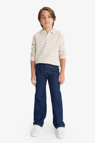 DeFacto Boys' Polo Neck Striped Long Sleeve T-Shirt G1812A825Au