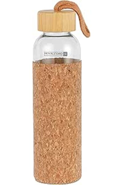 Generic Royalford Royalford 500 ML Water Bottle- RF11925| Transparent Glass Bottle with Bamboo Lid and Remov