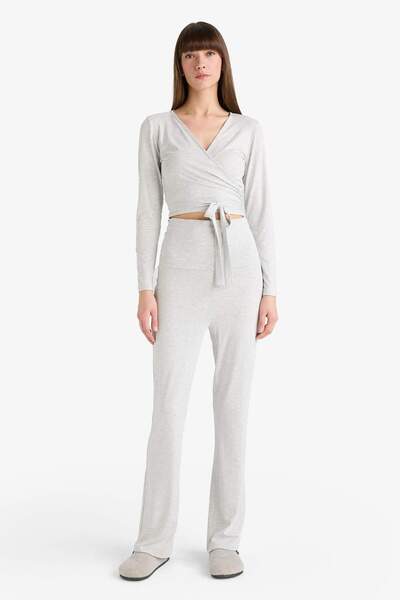 DeFacto Belted Long Sleeve T-Shirt-Fall in Love Loungewear F8572Ax25Wn