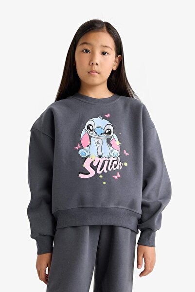 DeFacto Kız Çocuk Disney Lilo & Stitch 2'li Takım Sweatshirt Eşofman Altı G1020A825WN