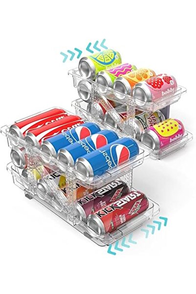 Generic منظم علب الصودا القابل للتعديل من يو هوم للثلاجة، منظم مشروبات أوتوما...