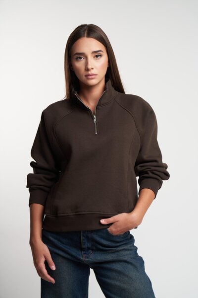 citycenterfashion Women's Winter Thick Inner Lined Half Zipper Sweatshirt Cty-Abr-6980