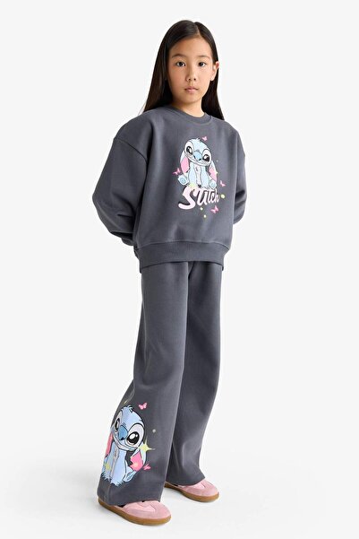 DeFacto Kız Çocuk Disney Lilo & Stitch 2'li Takım Sweatshirt Eşofman Altı G1020A825WN