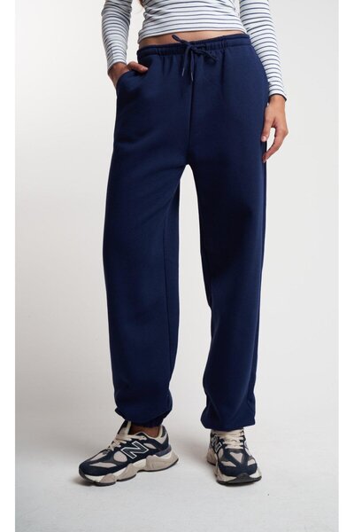 citycenterfashion Women's Winter Thickened Fleece-Lined Sweatpants Cty-Abr-5641 Waist Leg Elastic Rope Tie