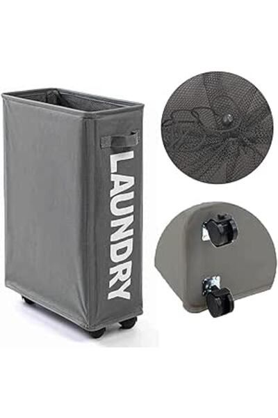 Generic AMERTEER 22" Rolling Laundry Basket On Wheels, Foldable Laundry Hamper with Handle, Collapsible Slim