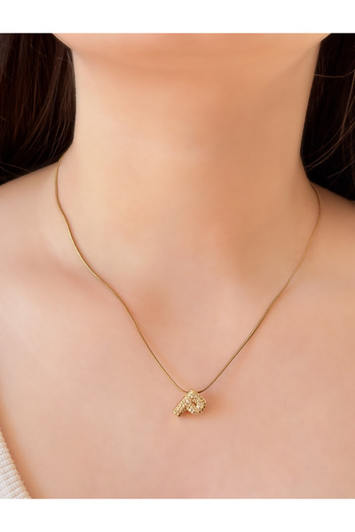 GİS JEWELRY قلادة على شكل حرف 'P' من حجر الذهب الصلب
