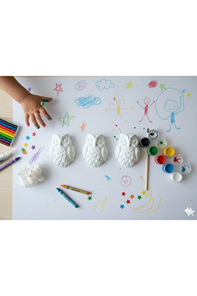 Hobiuniverse Çocuklar İçin Taştozu Baykuş Eğlenceli Hayvan Figürleri Boyama Seti