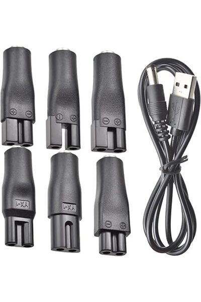 Generic Pack of 7 5 V Razor Charger Power Cable USB Adapter Set for a Variety of Electric Hair Clippers, Bea