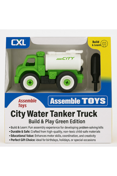 TSUMAB Assemble Toys City Water Tanker Truck – Build & Play Green Edition
