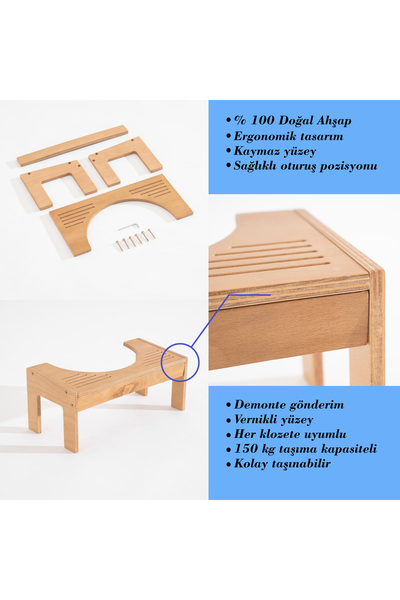 Tasarım Ahşap Tuvalet Ayağı – Çömelme Ayak Taburesi, WC Taburesi, Klozet Ayaklığı