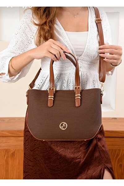 eflanmoda Women's 3-Compartment Adjustable Long Strap Hand and Shoulder Bag Dimensions 32X24 cm