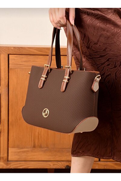 eflanmoda Women's 3-Compartment Adjustable Long Strap Hand and Shoulder Bag Dimensions 32X24 cm
