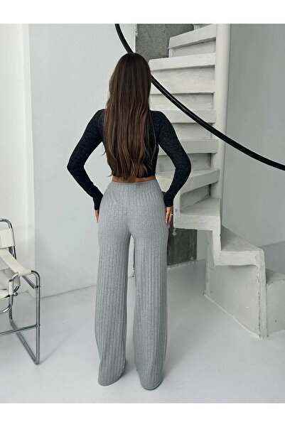 Işıltı kidss Ribbed chardonnay trousers gray a4058